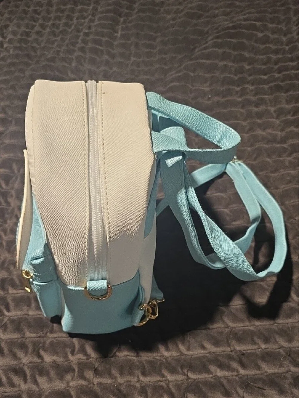 Cute Bunny Face Mini Backpack - White & Light Blue